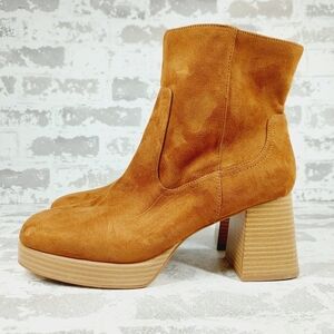NEW BP Keyla Suede Brown Square Toe Platform Bootie A890